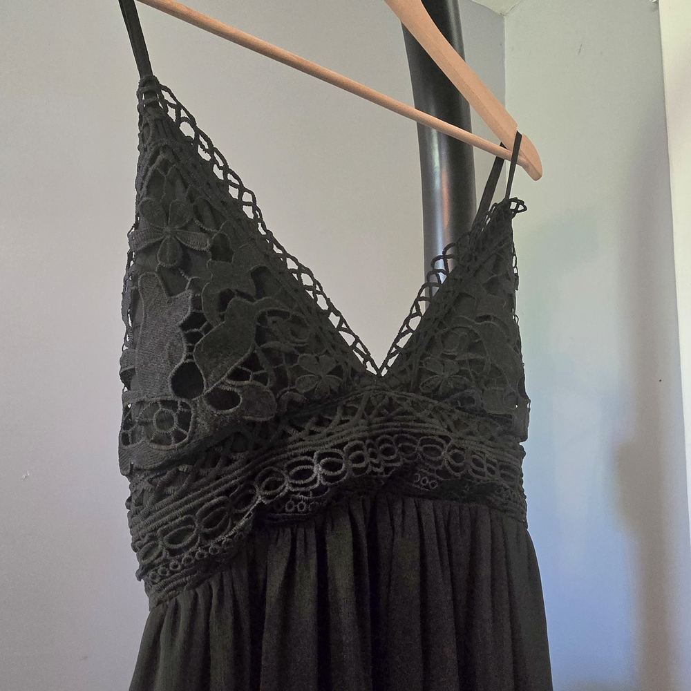 Black Lace V-Neck Dress